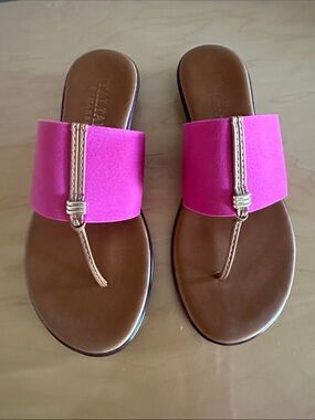 Italian Shoemakers Pink Wide-Band Toe-Loop Slide Sandals